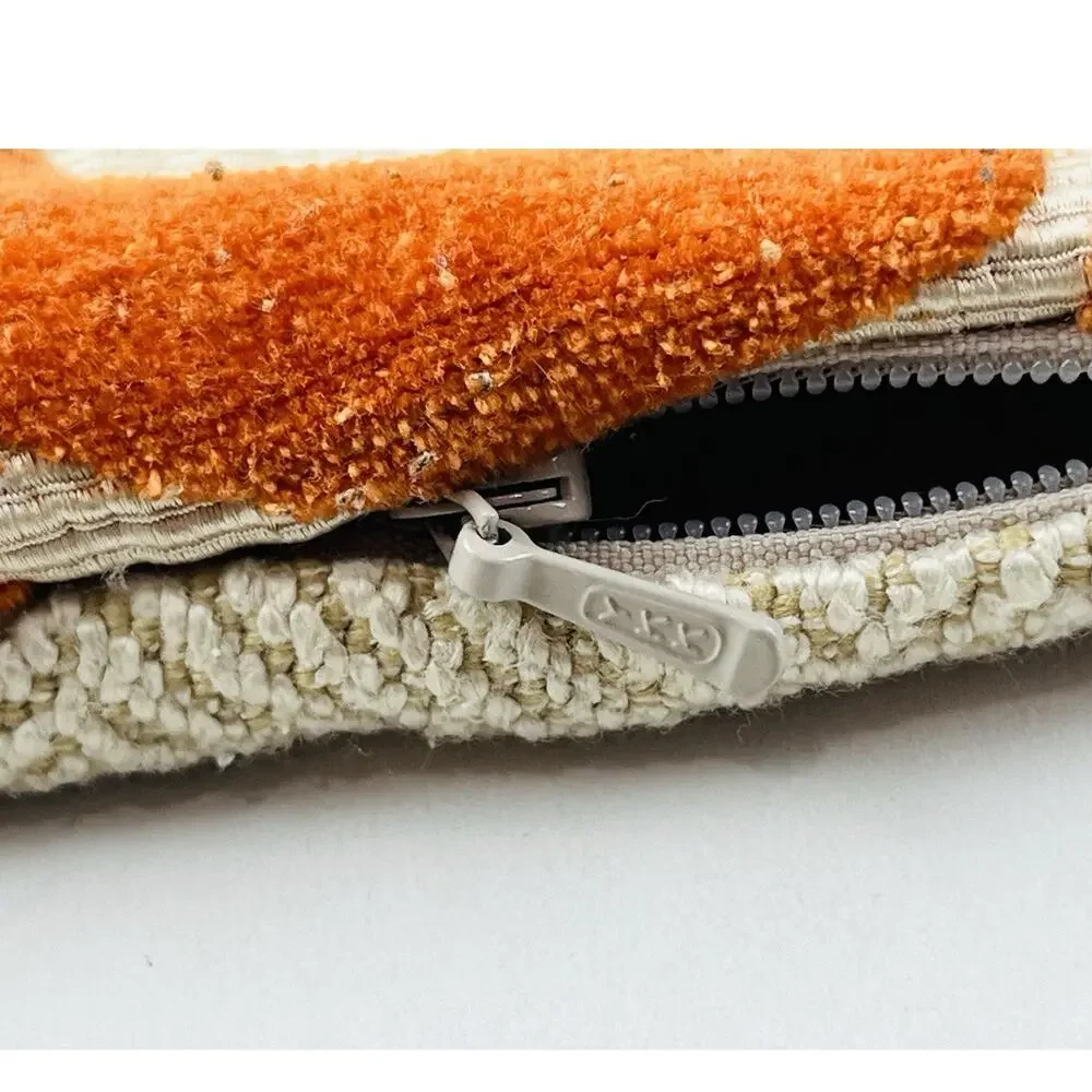 Orange Moroccan Style Tile Texture Pillow Cover Thick Zipper Zip Boho Ethnic 17